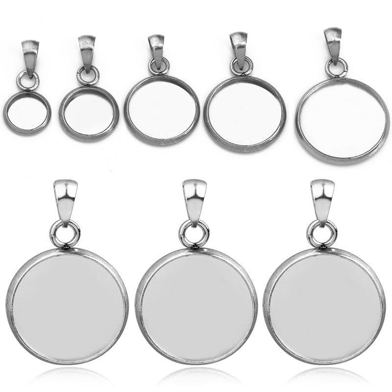 20pcs 6/8/10/12/14/16/18/20/25mm stainless steel pendant blank Settings,Bezel Pendant base trays