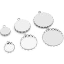 20pcs 12-25mm stainless steel lace pendant blank Settings,Bezel Pendant base trays