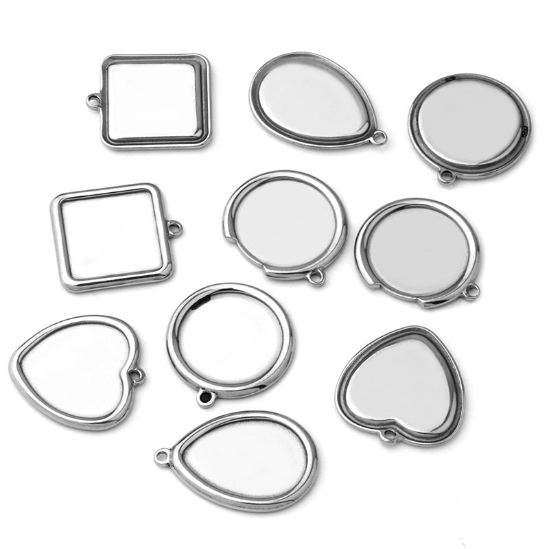 20pcs  stainless steel pendant blank Settings,Bezel Pendant base trays