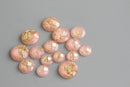 20pcs 8mm 10mm 12mm Pink Gold foil Faux Druzy Resin Cabochons, Glitter Resin Cabochons