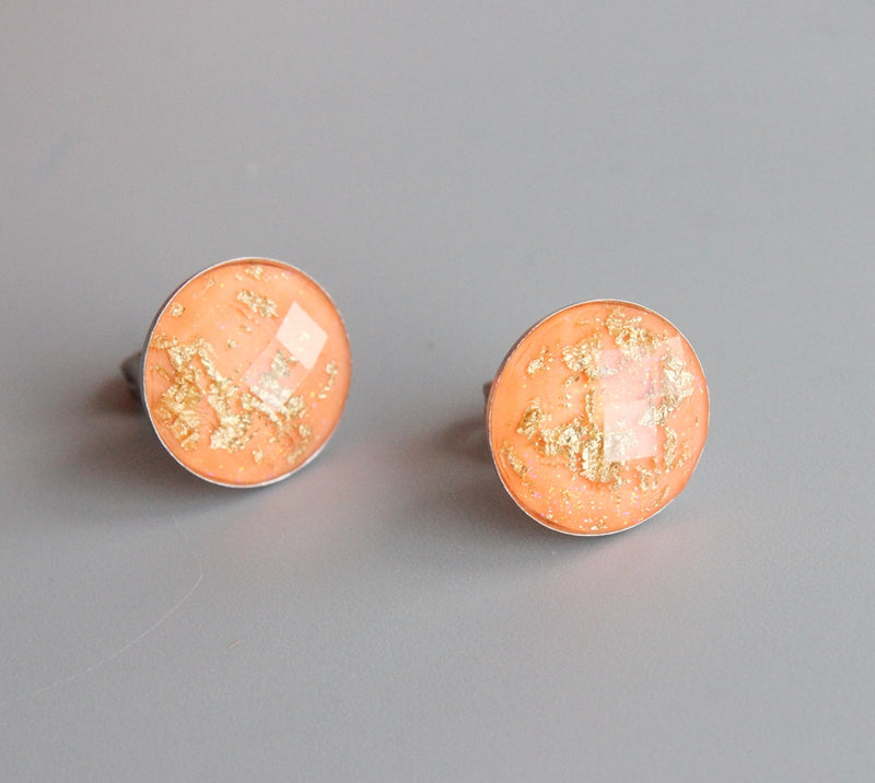 20pcs 8mm 10mm 12mm Orange Gold foil Faux Druzy Resin Cabochons, Glitter Resin Cabochons