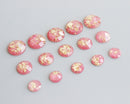 20pcs 8mm 10mm 12mm Pink Gold foil Faux Druzy Resin Cabochons, Glitter Resin Cabochons