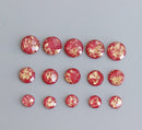 20pcs  10mm 12mm red Gold foil Faux Druzy Resin Cabochons, Glitter Resin Cabochons