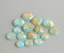 20pcs 8mm 10mm 12mm blue Gold foil Faux Druzy Resin Cabochons, Glitter Resin Cabochons