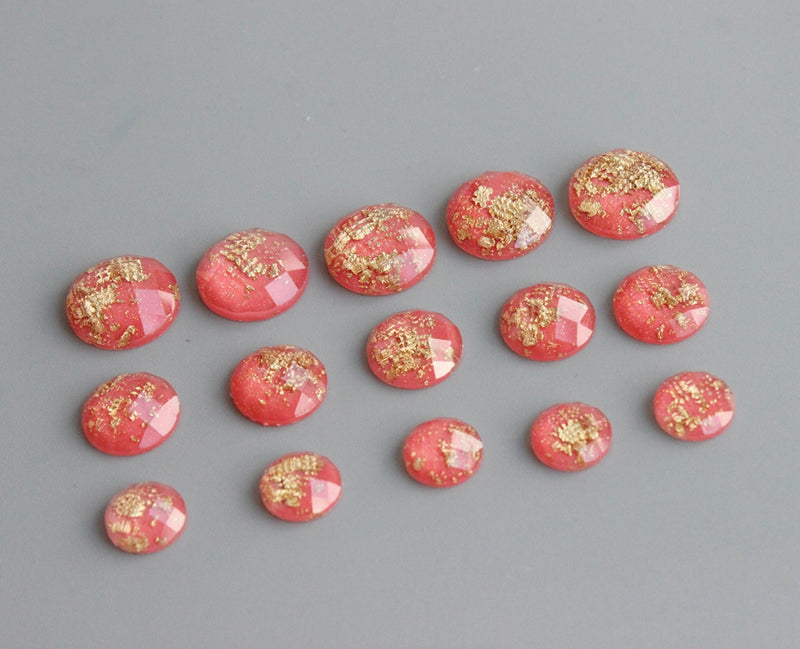 20pcs 8mm 10mm 12mm Gold foil Faux Druzy Resin Cabochons, Glitter Resin Cabochons