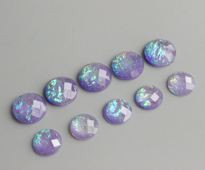 20pcs  10mm 12mm Faux Druzy Resin Cabochons, Real purple Glitter Resin Cabochons