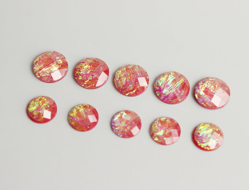 20pcs 10mm 12mm Faux Druzy Resin Cabochons,red Glitter Resin Cabochons