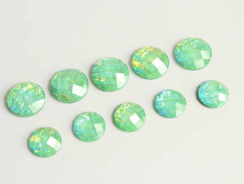 20pcs 10mm 12mm Faux Druzy Resin Cabochons, Real green Glitter Resin Cabochons