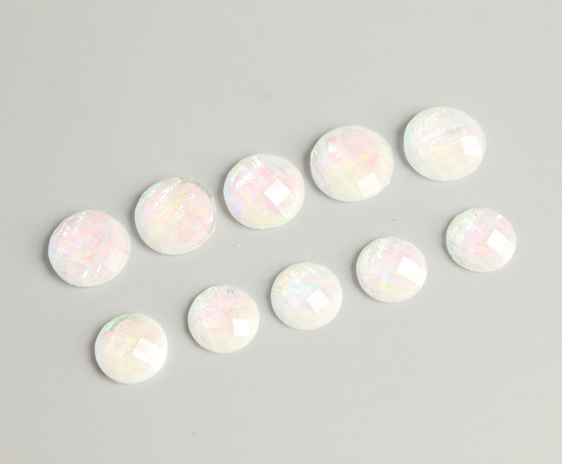 20pcs  10mm 12mm white Faux Druzy Resin Cabochons, Real white Glitter Resin Cabochons