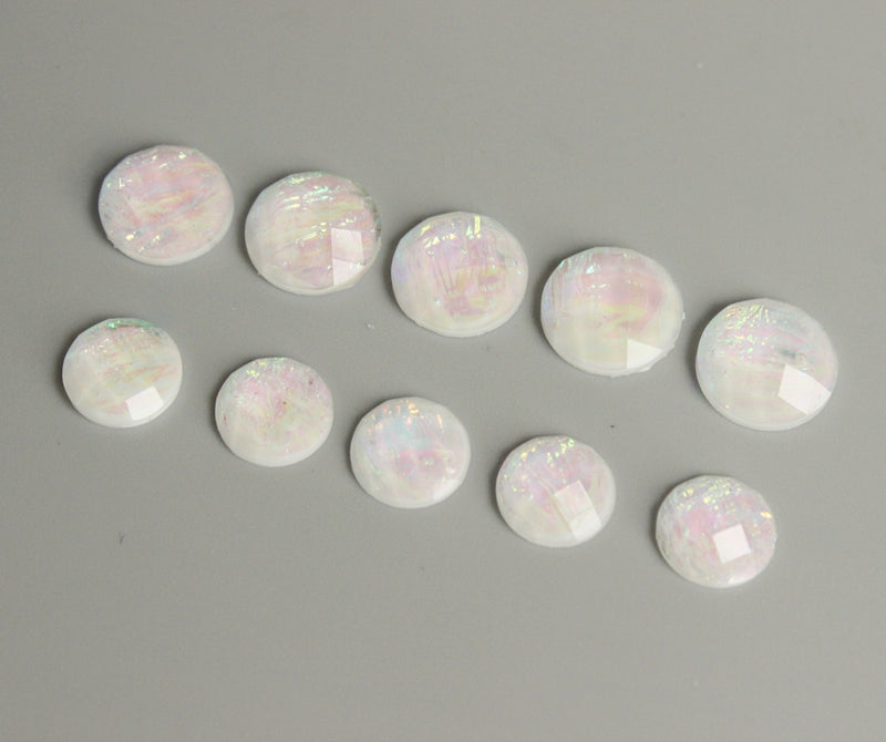 20pcs  10mm 12mm white Faux Druzy Resin Cabochons, Real white Glitter Resin Cabochons