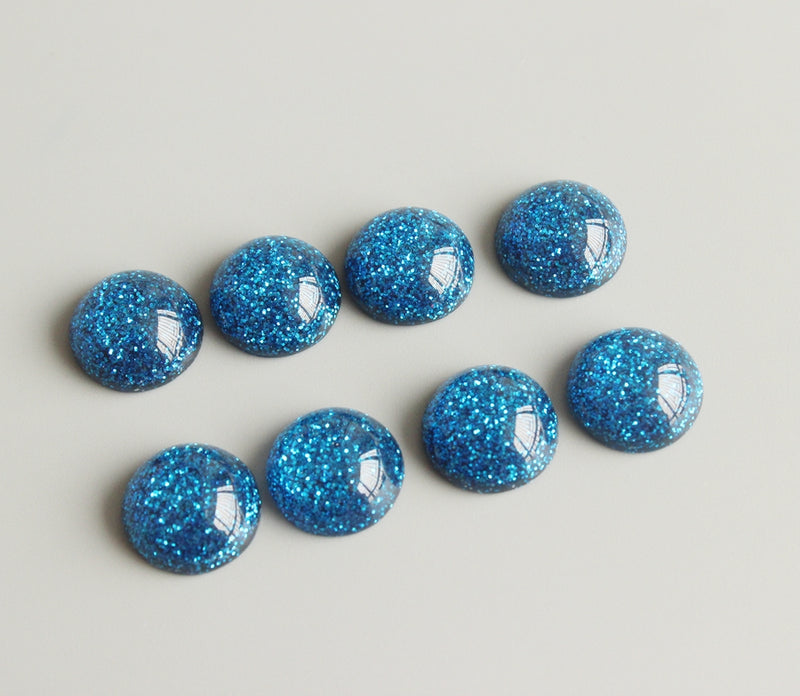 20pcs 12mm Faux Druzy Resin Cabochons, Real blue Glitter Resin Cabochons