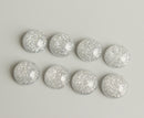 20pcs 12mm Faux Druzy Resin Cabochons, Real Silver Glitter Resin Cabochons