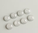 20pcs 12mm Faux Druzy Resin Cabochons, Real Silver Glitter Resin Cabochons