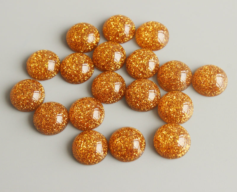 20pcs 12mm Faux Druzy Resin Cabochons, Real Glitter Resin Cabochons