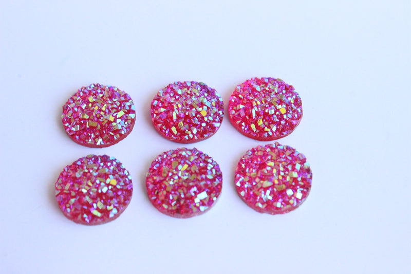 20pcs  12mm Faux Druzy Resin Cabochons, Glitter Resin Cabochons