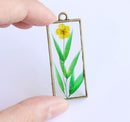 1pcs Handmade real Resin pressed flower pendant necklace