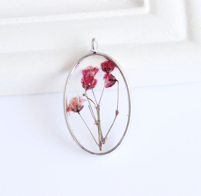 1pcs  Handmade Resin pressed flower pendant necklace, Real dried flower jewelry wholesale