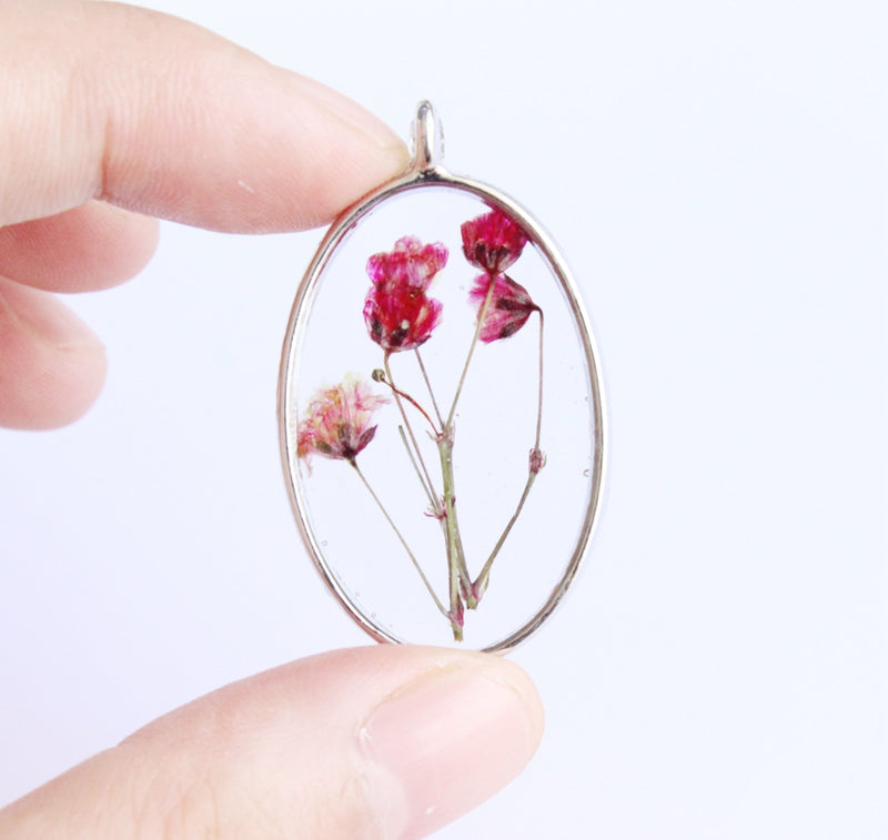 1pcs  Handmade Resin pressed flower pendant necklace, Real dried flower jewelry wholesale