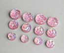 20pcs  12mm Faux Druzy Resin Pink Cabochons, Glitter Resin Cabochons,Earring material