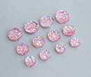 20pcs  12mm Faux Druzy Resin Pink Cabochons, Glitter Resin Cabochons,Earring material