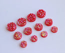 20pcs  12mm Faux Druzy Resin red Cabochons, Glitter Resin Cabochons,Earring material