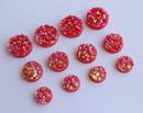 20pcs  12mm Faux Druzy Resin red Cabochons, Glitter Resin Cabochons,Earring material