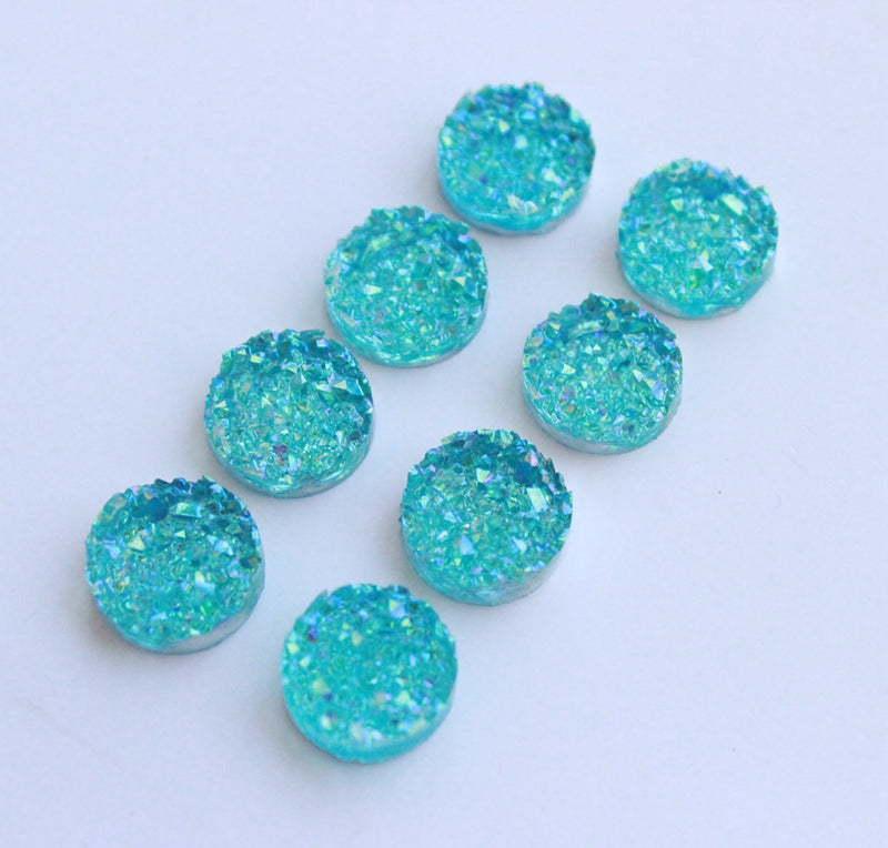 20pcs blue 12mm Faux Druzy Resin Cabochons, Glitter Resin 12mm Cabochons