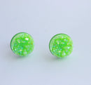 20pcs green 12mm Faux Druzy Resin Cabochons, Glitter Resin 12mm Cabochons