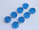 20pcs blue 12mm Faux Druzy Resin Cabochons, Glitter Resin 12mm Cabochons