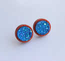 20pcs blue 12mm Faux Druzy Resin Cabochons, Glitter Resin 12mm Cabochons