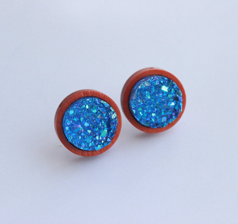 20pcs blue 12mm Faux Druzy Resin Cabochons, Glitter Resin 12mm Cabochons