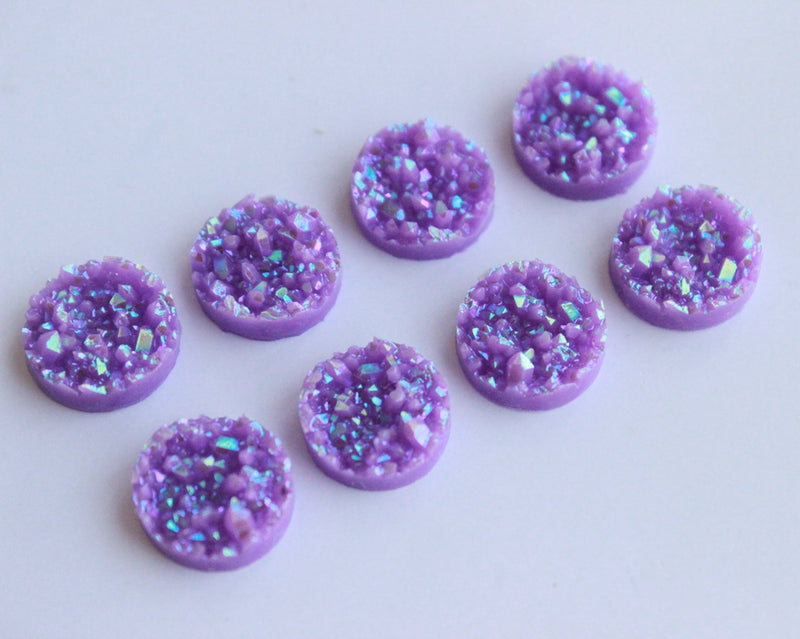 20pcs purple 12mm Faux Druzy Resin Cabochons, Glitter Resin 12mm Cabochons