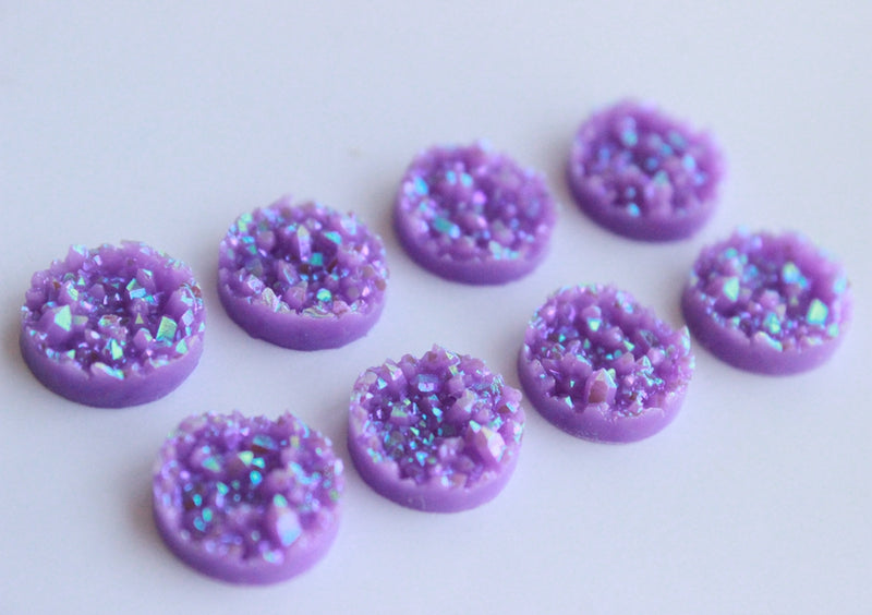 20pcs purple 12mm Faux Druzy Resin Cabochons, Glitter Resin 12mm Cabochons