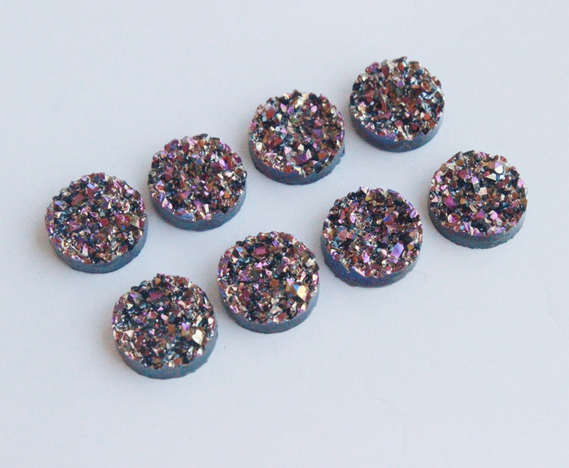 20pcs 12mm Faux Druzy Resin Cabochons, Glitter Resin 12mm Cabochons