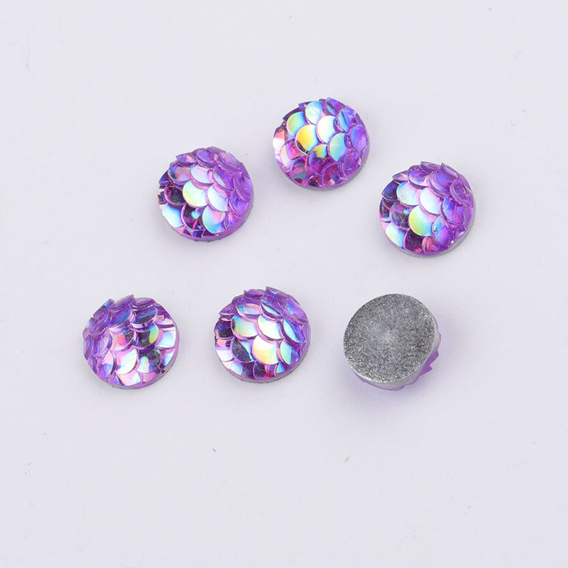 20pcs 8mm Druzy Cabochons,Mermaid Cabochons,8mm Resin Resin drill, fish scale Cabochons