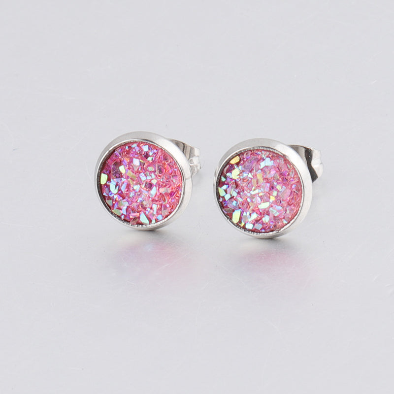 20pcs 8mm Faux Druzy Resin Gypsophila Stainless steel earrings