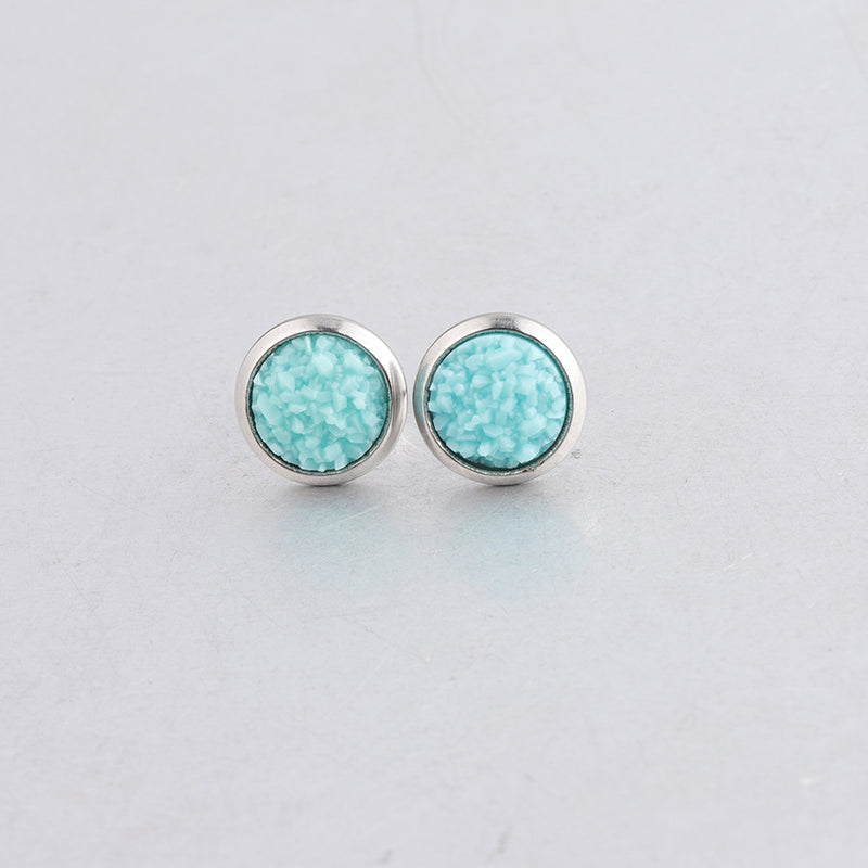 20pcs 8mm Faux Druzy Resin Gypsophila Stainless steel earrings