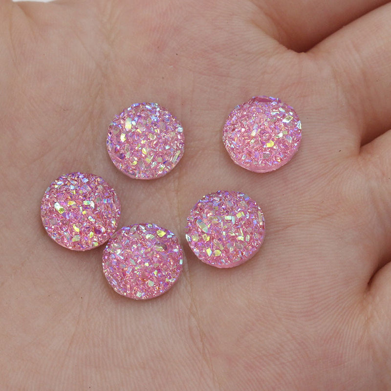 20pcs 8mm Druzy Cabochons Faux Druzies Cabochon Resin Kawaii Glitter Cabs Jewelry Findings