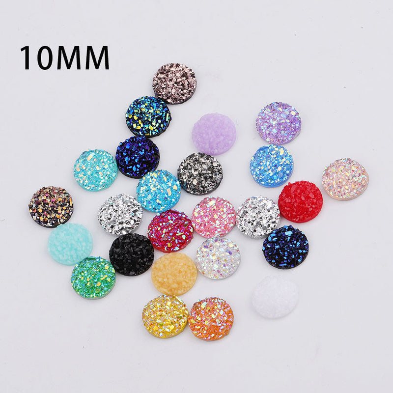 20pcs 10mm Druzy Cabochons Faux Druzies 10mm Cabochon, Resin Kawaii Glitter Cabs Jewelry Findings