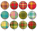 Handmade Round Photo Glass Cabochon Checkered 2493B