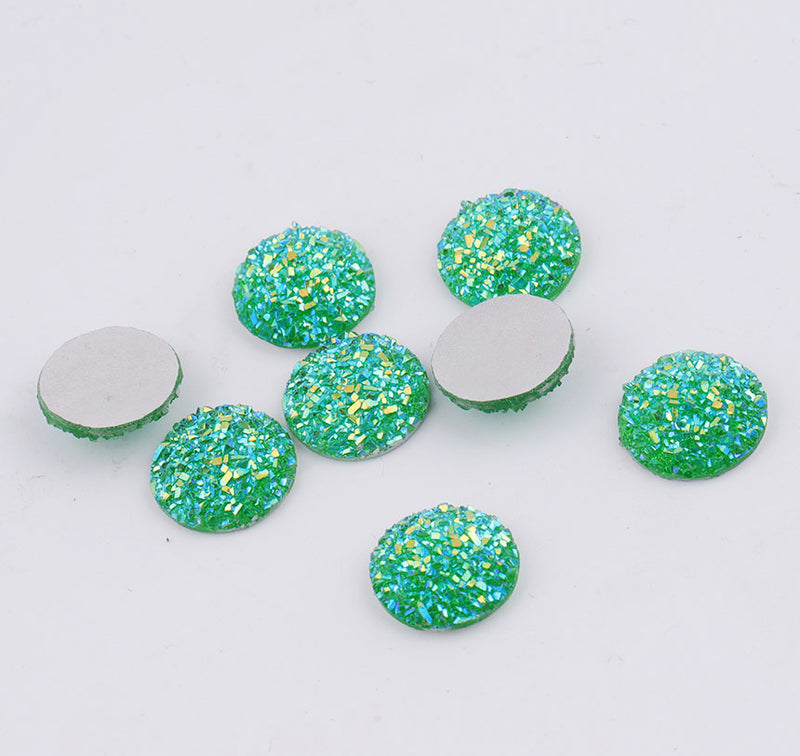 20pcs 14mm Druzy Cabochons Faux Druzies Cabochon, Resin Kawaii Glitter Cabs Jewelry Findings