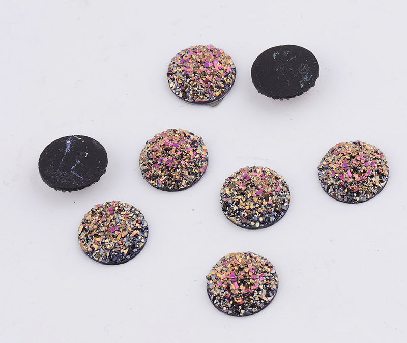 20pcs 14mm Druzy Cabochons Faux Druzies Cabochon, Resin Kawaii Glitter Cabs Jewelry Findings