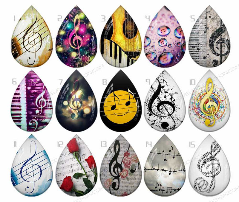 Handmade Teardrop Photo Glass Cabochons B62