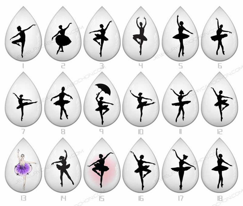 Handmade Teardrop Photo Glass Cabochons B157