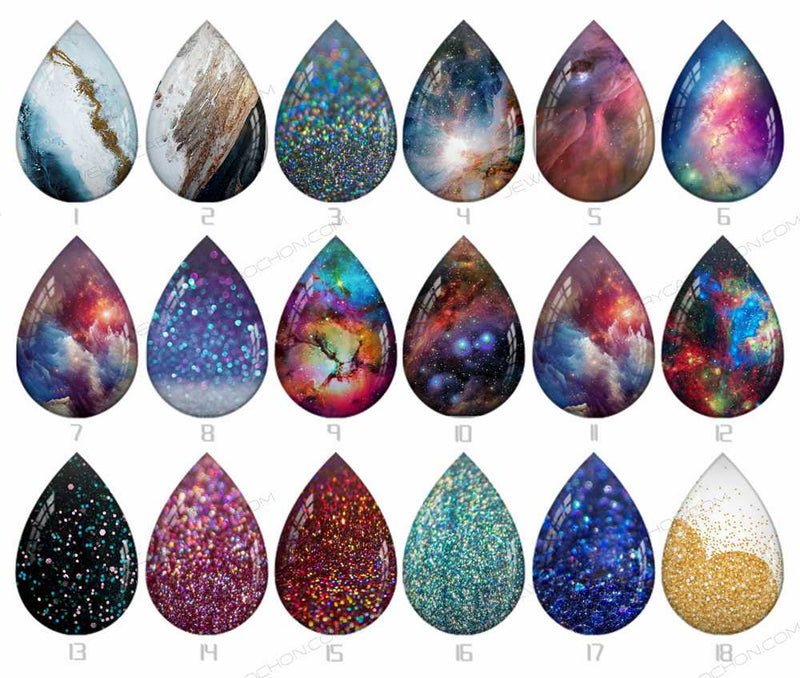 Handmade Teardrop Photo Glass Cabochons Glitter B158