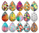 Handmade Teardrop Photo Glass Cabochons geometric Glitter B163