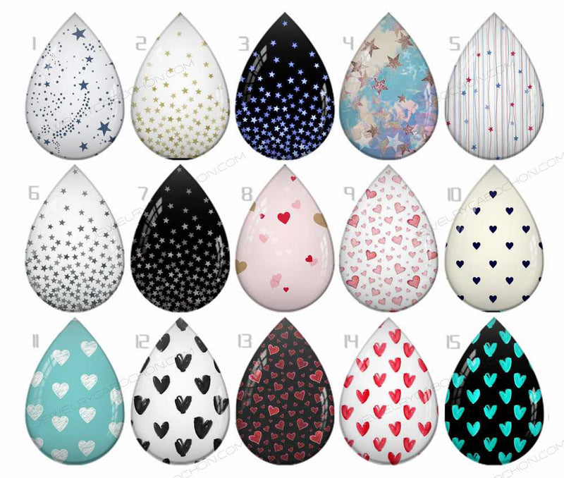 Handmade Teardrop Photo Glass Cabochons B167