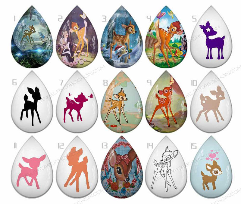 Handmade Teardrop Photo Glass Cabochons Animal deer B185