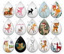 Handmade Teardrop Photo Glass Cabochons Animal deer B186