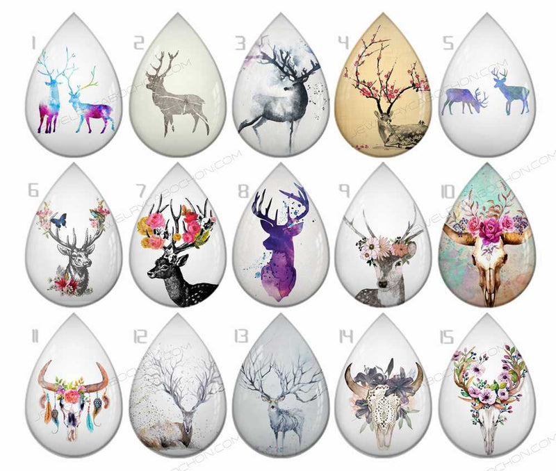 Handmade Teardrop Photo Glass Cabochons Animal B198